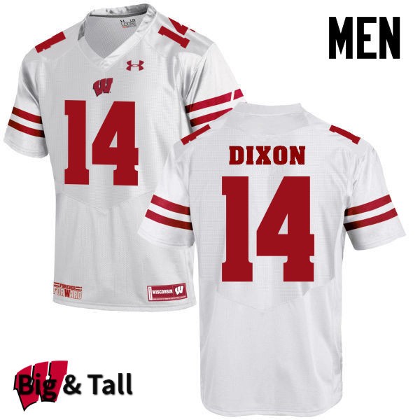 Wisconsin Badgers Men's #14 D'Cota Dixon NCAA Under Armour Authentic White Big & Tall College Stitched Football Jersey UM40I18QS